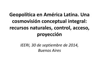 IEERI, 30 de septiembre de 2014, Buenos Aires