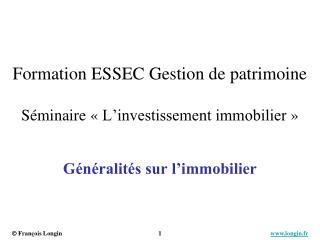 Généralités sur l’immobilier