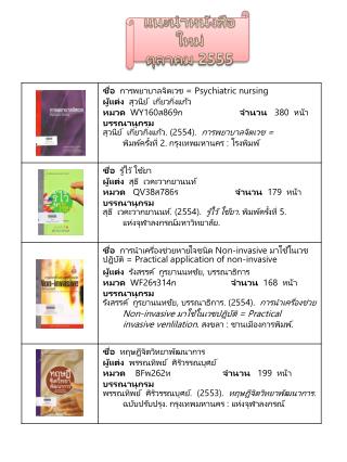 แนะนำหนังสือใหม่ ตุลาคม 2555