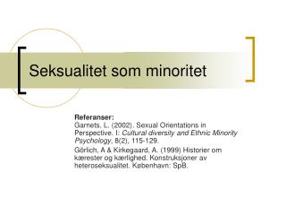 Seksualitet som minoritet