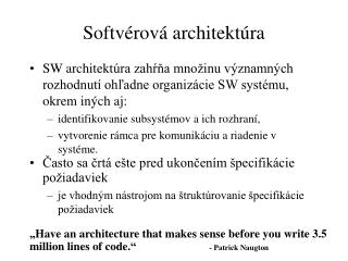 Softvérová architektúra