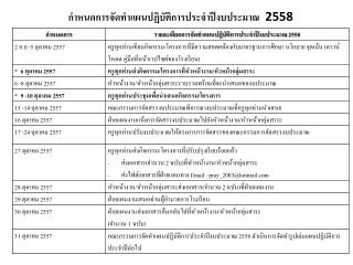 กำหนดการจัดทำแผนปฏิบัติการประจำปีงบประมาณ 2558