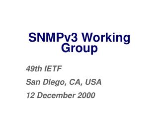 SNMPv3 Working Group