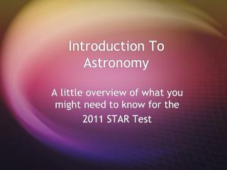 Introduction To Astronomy