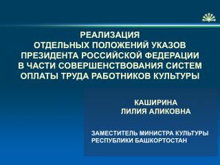 РЕАЛИЗАЦИЯ ОТДЕЛЬНЫХ ПОЛОЖЕНИЙ УКАЗОВ ПРЕЗИДЕНТА РОССИЙСКОЙ ФЕДЕРАЦИИ