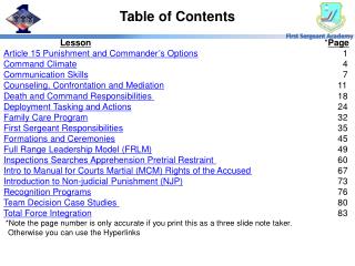 Table of Contents