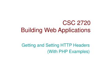 CSC 2720 Building Web Applications