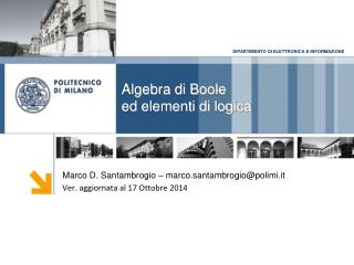 Algebra di Boole ed elementi di logica