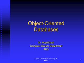 Object-Oriented Databases