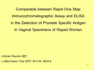 Comparable between Rapid One Step Immunochromatographic Assay and ELISA