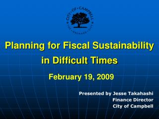 Planning for Fiscal Sustainability in Difficult Times February 19, 2009