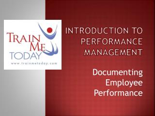 Introduction to performance management