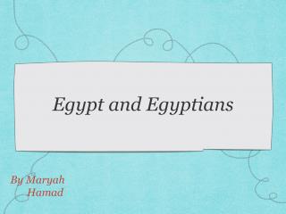 Egypt and Egyptians