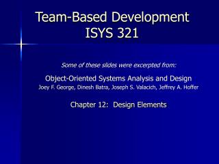 Team-Based Development ISYS 321
