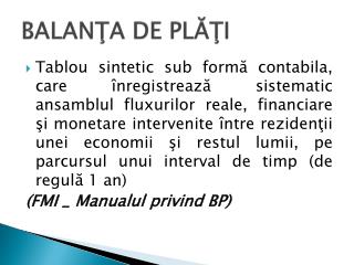 BALANŢA DE PLĂŢI