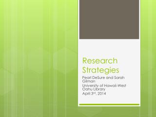 Research Strategies