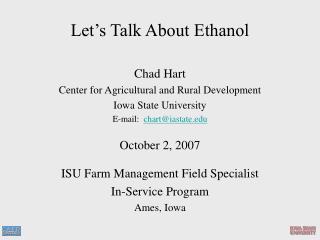 Let’s Talk About Ethanol