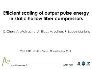 Efficient scaling of output pulse energy in static hollow fiber compressors
