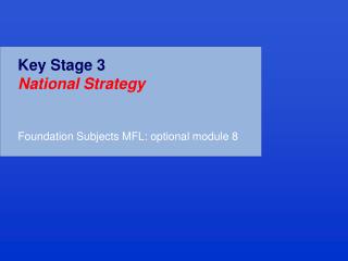 Key Stage 3 National Strategy