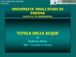 UNIVERSITA’ DEGLI STUDI DI PADOVA FACOLTA’ DI INGEGNERIA