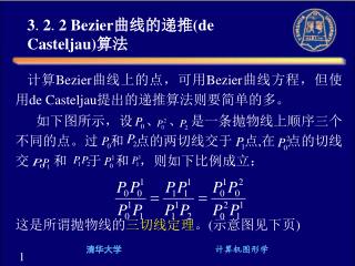 3 . 2 . 2 Bezier 曲线的 递推 (de Casteljau) 算法