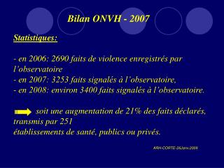 Bilan ONVH - 2007