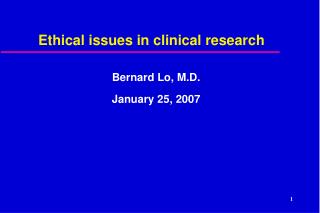 Ethical issues in clinical research