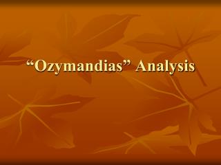 “Ozymandias” Analysis