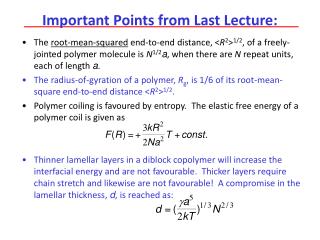 Important Points from Last Lecture: