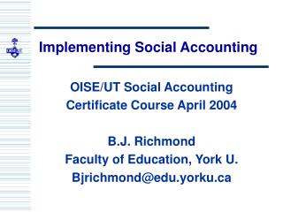 Implementing Social Accounting