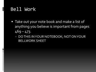Bell Work