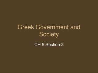 Greek Government and Society