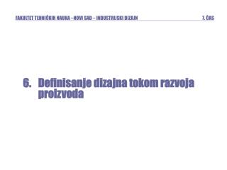 Definisanje dizajna tokom razvoja proizvoda