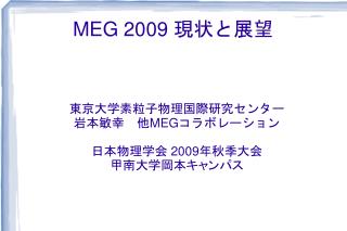 MEG 2009 現状と展望