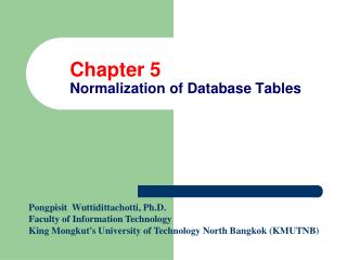 Chapter 5 Normalization of Database Tables