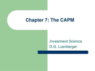 Chapter 7: The CAPM