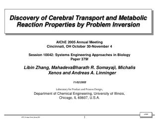 Discovery of Cerebral Transport and Metabolic Reaction Properties by Problem Inversion