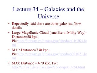 Lecture 34 – Galaxies and the Universe