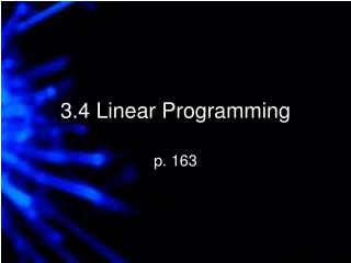 3.4 Linear Programming