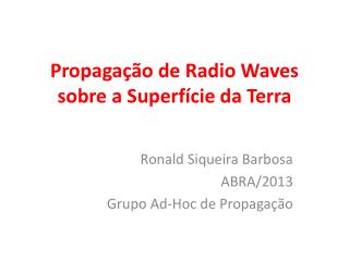 Propagação de Radio Waves sobre a Superfície da Terra