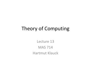 Theory of Computing