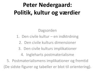Peter Nedergaard: Politik, kultur og værdier