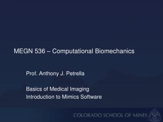 MEGN 536 – Computational Biomechanics