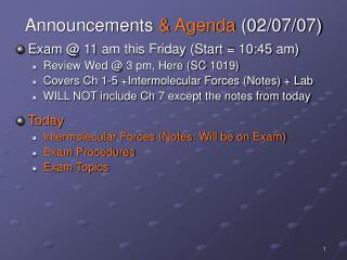 Announcements &amp; Agenda (02/07/07)