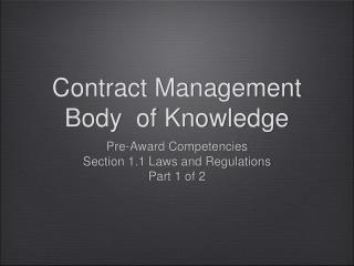 Contract Management Body of Knowledge