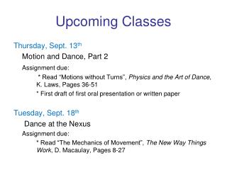 Upcoming Classes