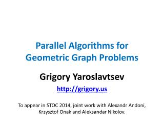 Parallel Algorithms for Geometric Graph Problems