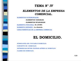 TEMA N° IV ELEMENTOS DE LA EMPRESA COMERCIAL.