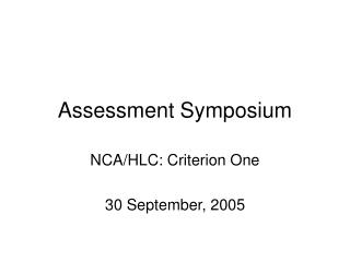 Assessment Symposium