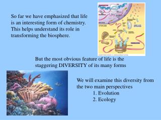 But the most obvious feature of life is the staggering DIVERSITY of its many forms